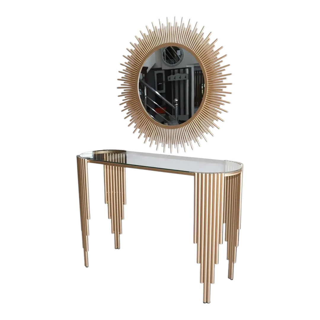 European Gold Sun Shape Decorative Wall Mirror,Wrought Iron Wall Mural Crafts Home Livingroom