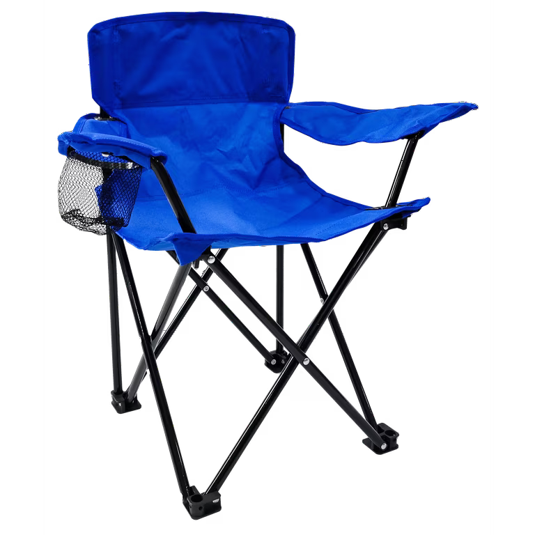 Blue Camping Chair Portable Foldable Outdoor Seat With Cup Holder