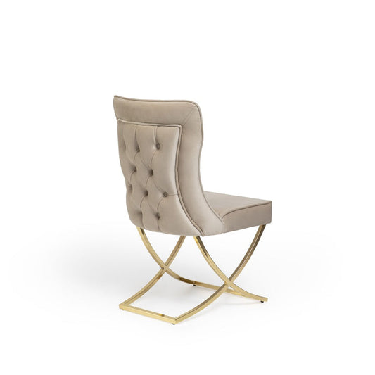 Velvet beige and gold dining chairs 