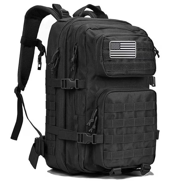 45L Military Tactical Backpack Black Outdoor Hiking Camping Rucksack