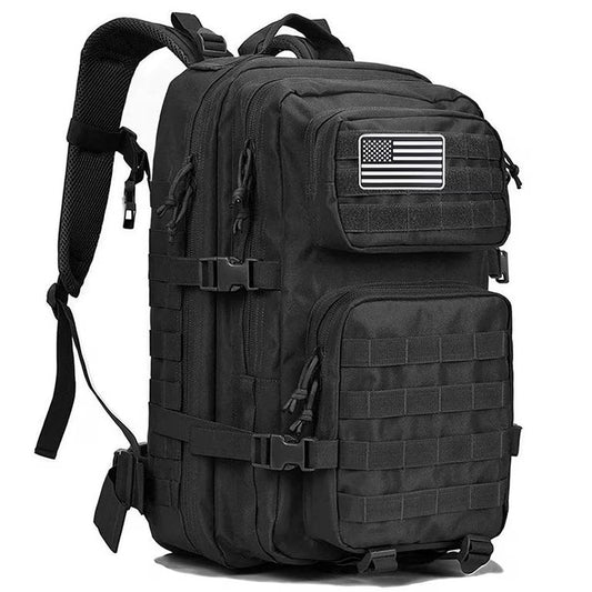 45L Military Tactical Backpack Black Outdoor Hiking Camping Rucksack
