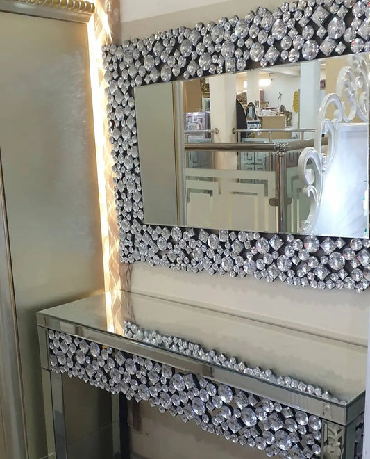 Giallo luxe console/mirror set