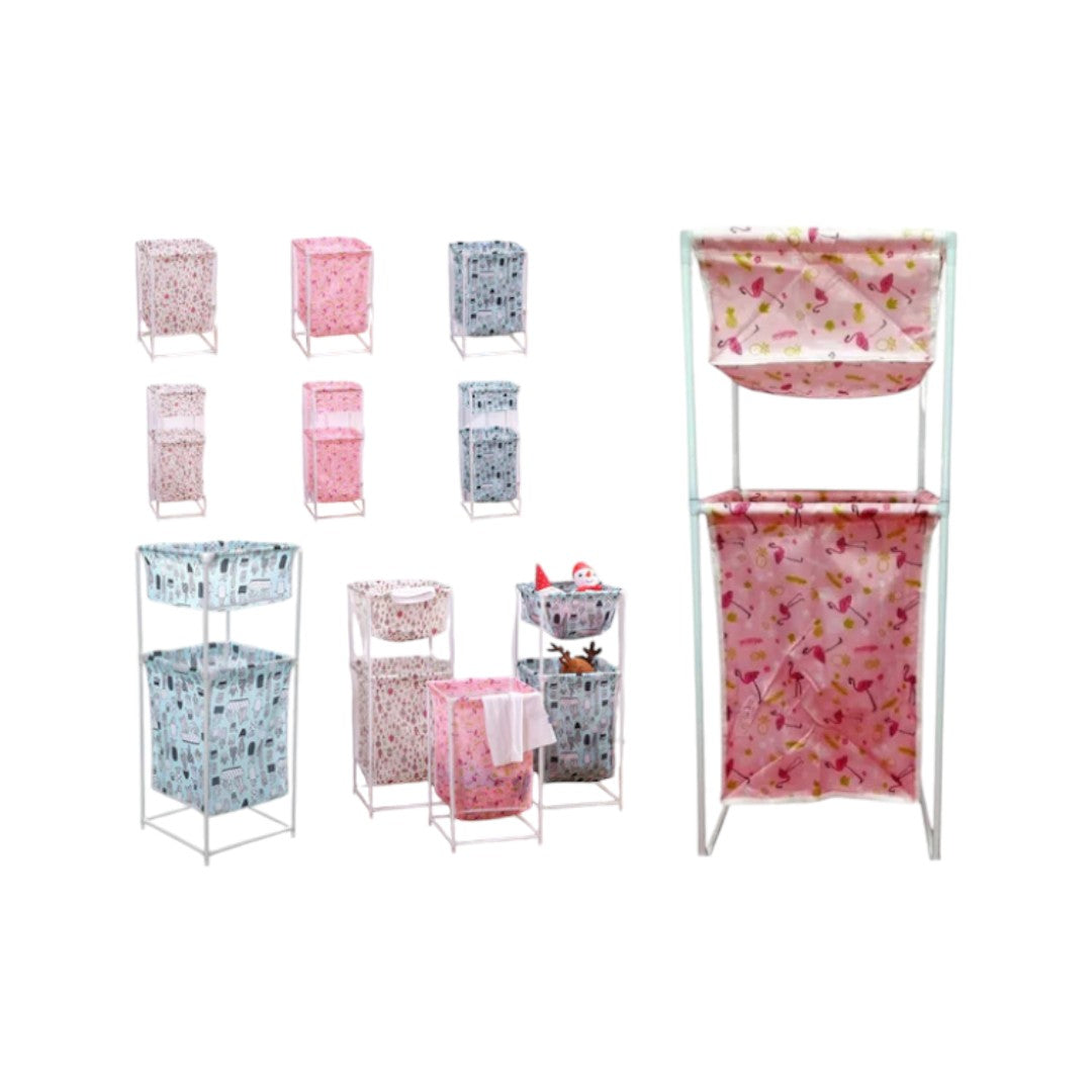 Detachable Laundry Basket Storage Unit Double Layers