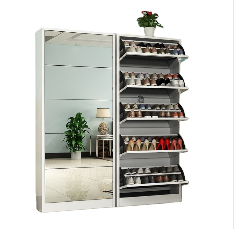Mirrored shoe storage cabinet