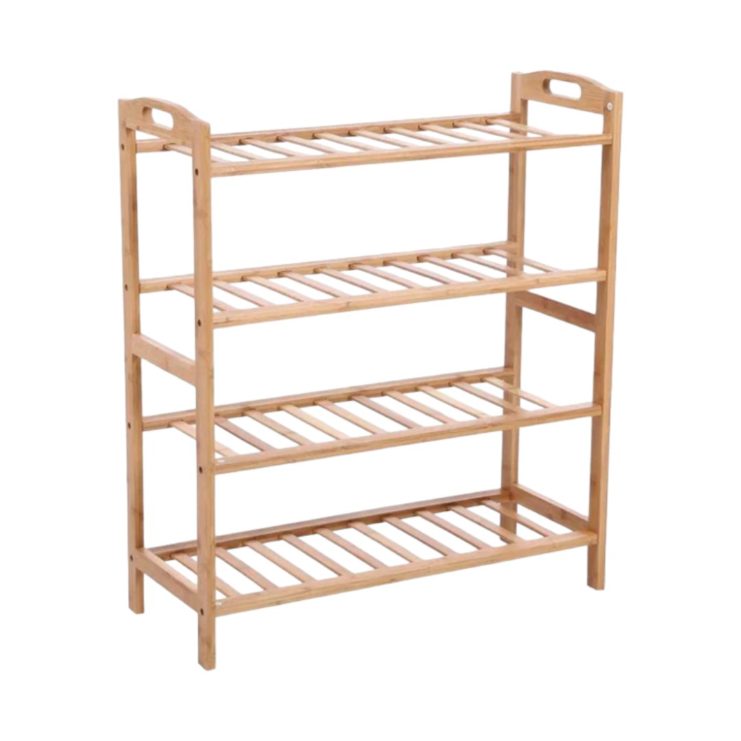 Bamboo Wood Storage / Shoe Rack With 4 Tier 12 Pairs Shoe Shelf Storage Organizer