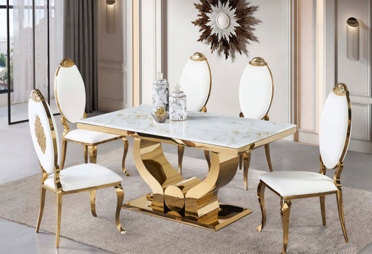 Monaco/ Ambrosia Gold 6 Seater Dining Set