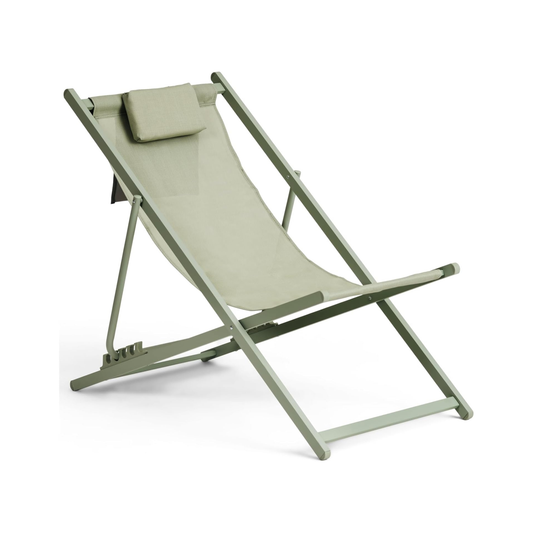 MFurn Folding Beach Chair With Padded Headrest And Storage Pocket