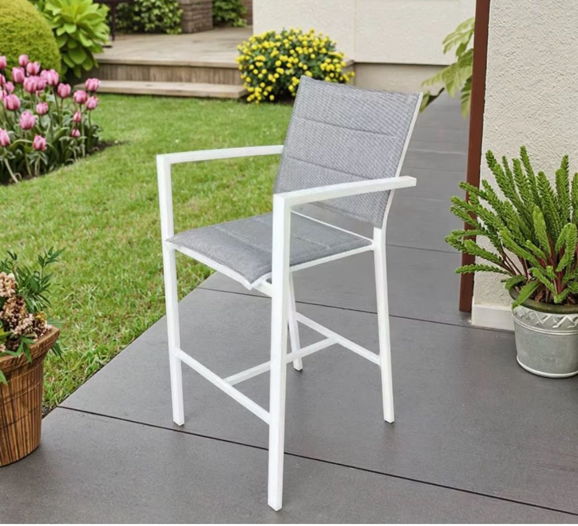 MFurn Padded Aluminium Outdoor Bar Chair – Textilene Seat