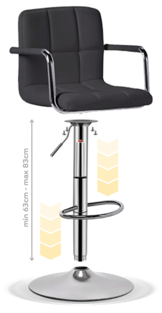 MFURN Adjustable Bar Stool PU Leather Swivel 62–83cm Black