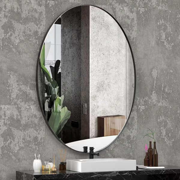 MFURN Large Oval Mirror Metal Frame Gold Or Black