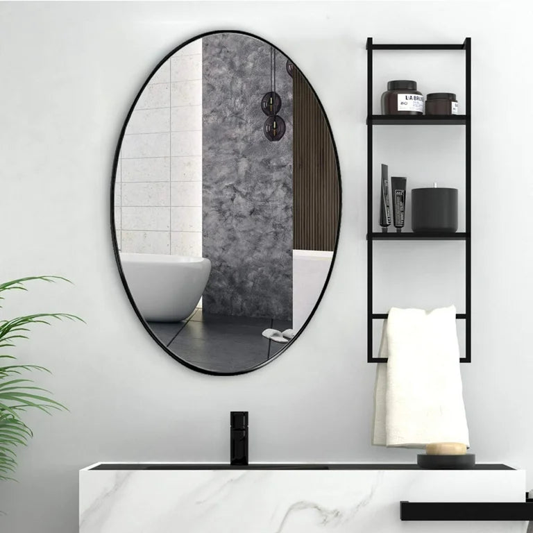 MFURN Large Oval Mirror Metal Frame Gold Or Black