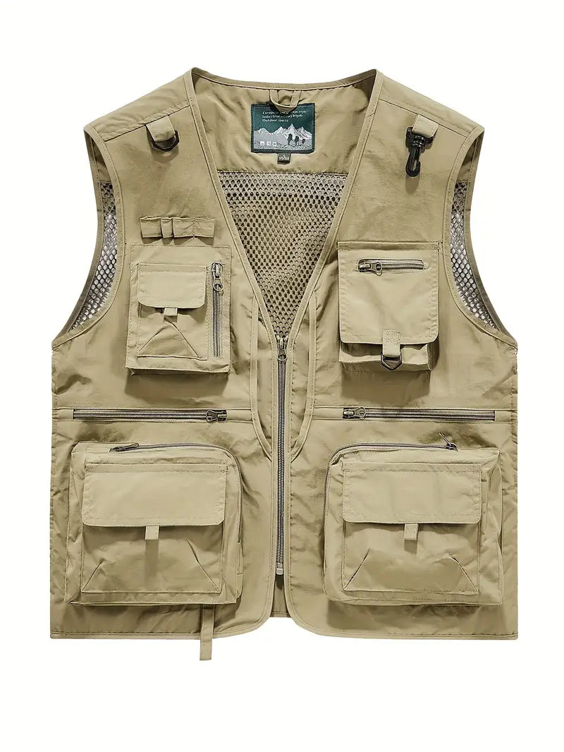 Men Tactical Vest Coat Photographer Waistcoat Multi Pocket Jacket