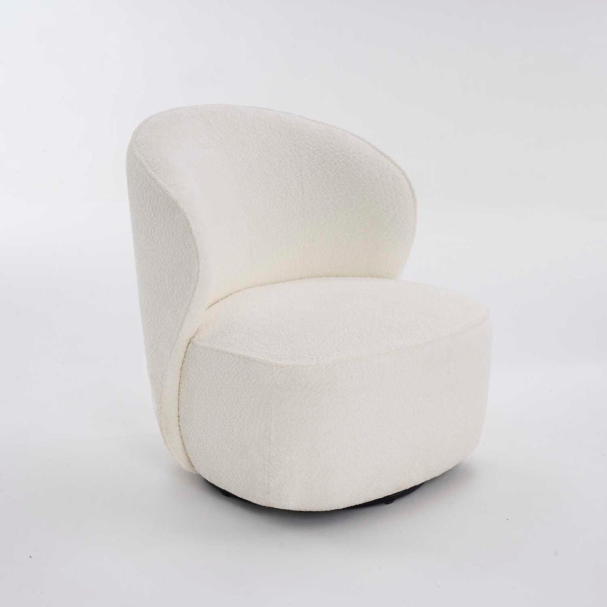 Barrel boucle swivel chair