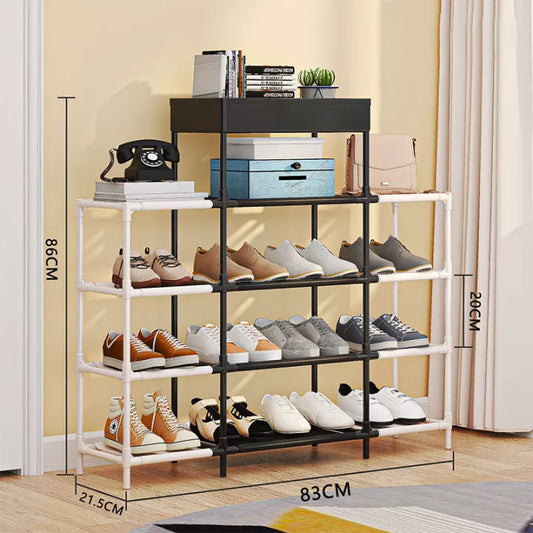 Metal Shoe Rack for Entryway & Closet – DIY Adjustable Shoe Organizer Shelf for Front Door, Garage, Hallway Storage