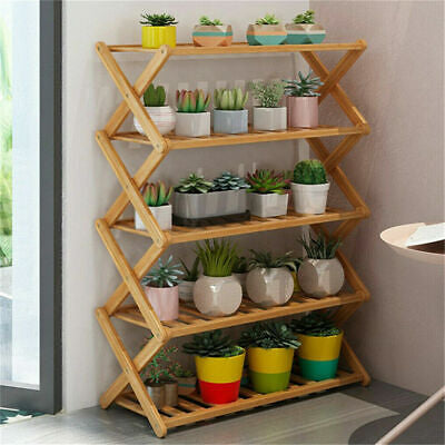 No Installation Bamboo Ladder Shelf Plant Stand Flower Rack Bookshelf Shoes Rack