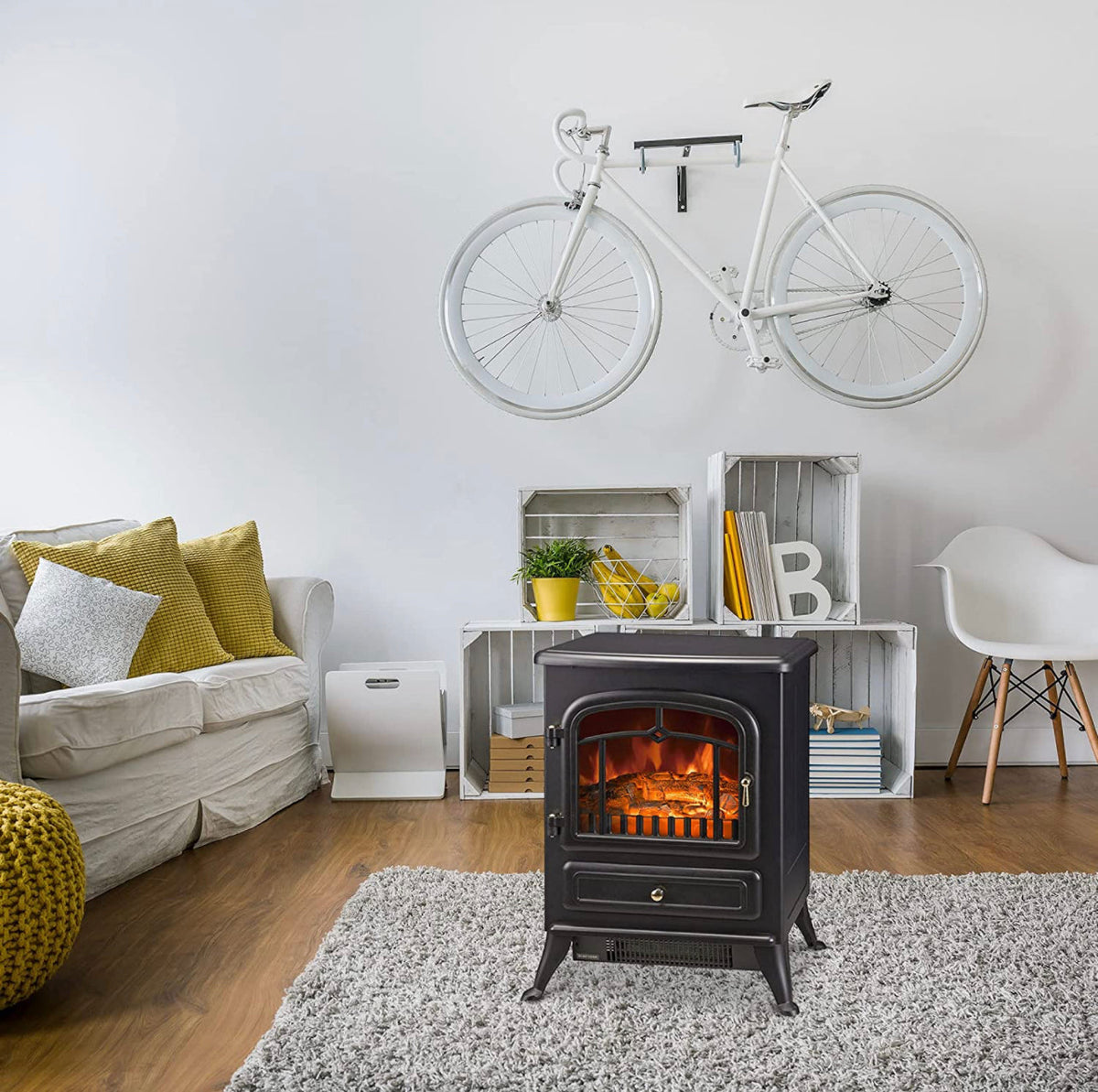 Freestanding Fireplace With Realistic Flames/Logs 1850w