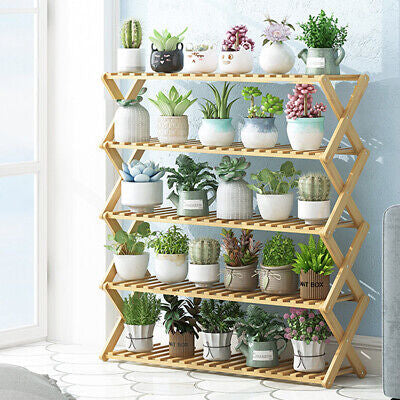 No Installation Bamboo Ladder Shelf Plant Stand Flower Rack Bookshelf Shoes Rack