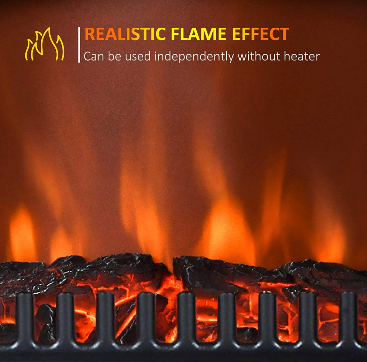 Freestanding Fireplace With Realistic Flames/Logs 1850w