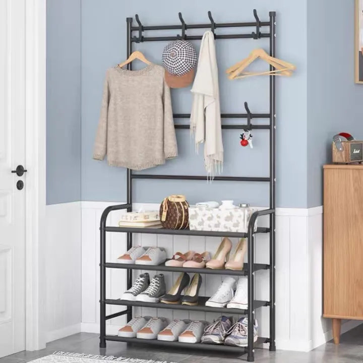 Multi functional Shoe Rack Organizer Simple Floor Coat Rack Shoe Hat Rack