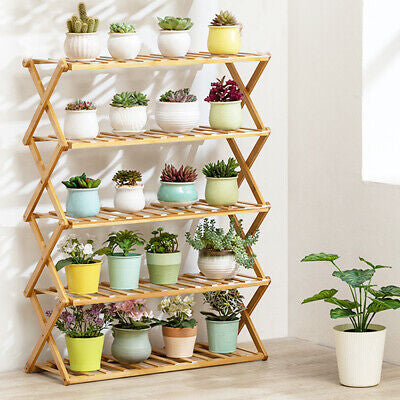 No Installation Bamboo Ladder Shelf Plant Stand Flower Rack Bookshelf Shoes Rack