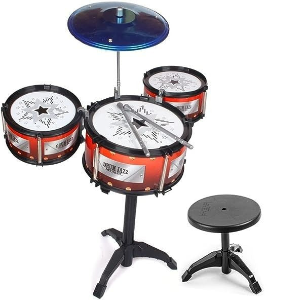 Musical Instrument Toy Drum Set for Kids with Stool