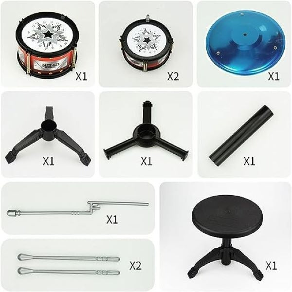 Musical Instrument Toy Drum Set for Kids with Stool