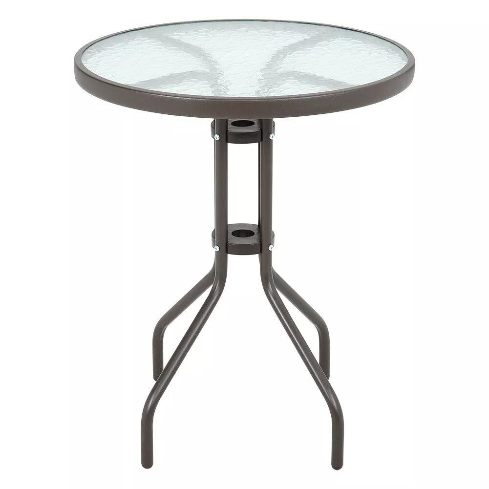 MFurn Bistro 3 Piece Outdoor Wicker Set With Glass Top Table - Various Colours