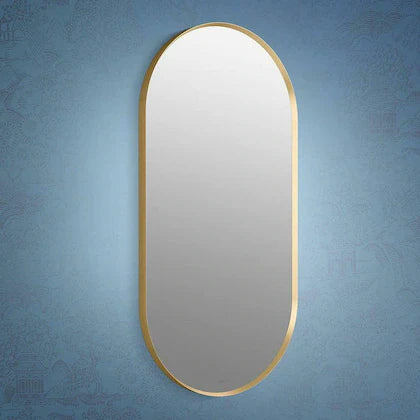 Modern Brushed Gold Aluminium Oval Wall Mirror