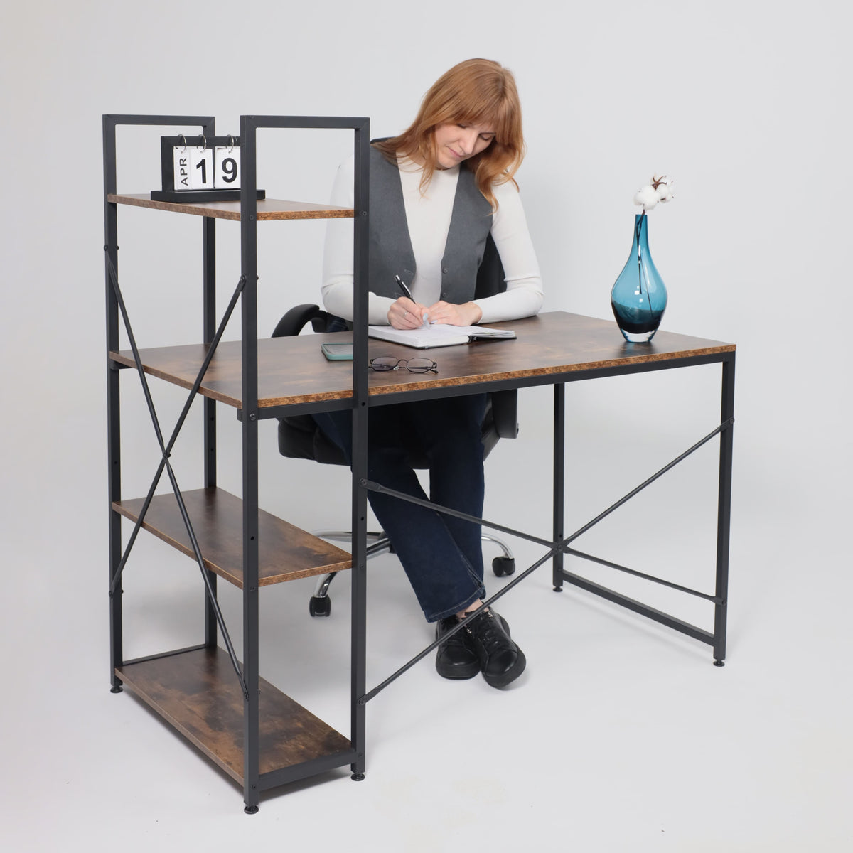 MFurn Office Desk with Side Shelves - VARIOUS COLORS