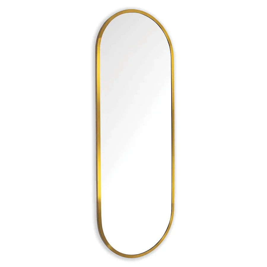 Modern Brushed Gold Aluminium Oval Wall Mirror