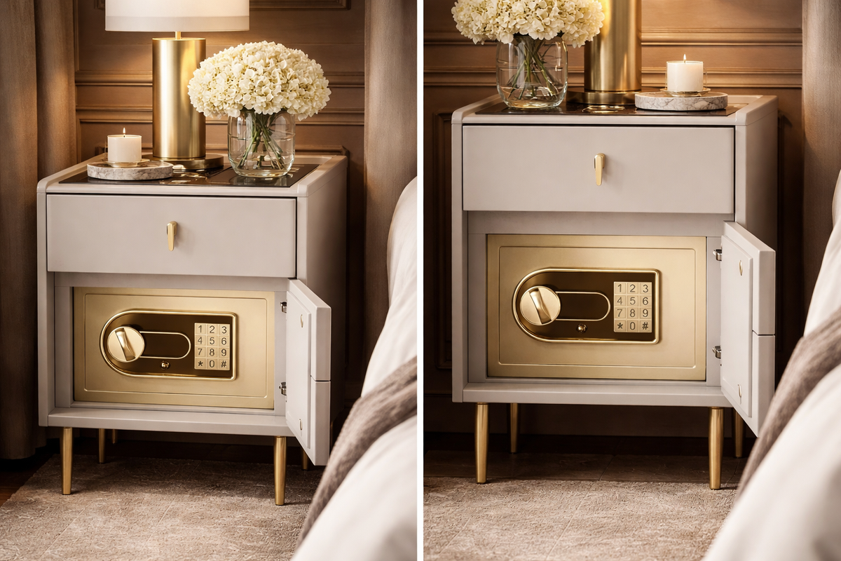 Orelia smart pedestal with safe
