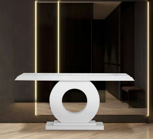 White wood console table