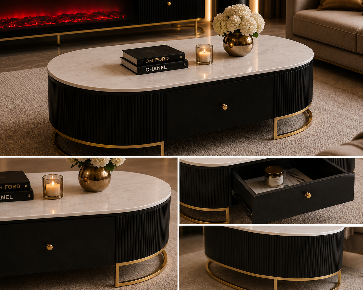 Leonara Fireplace Plasma Stand/Coffee Table Set