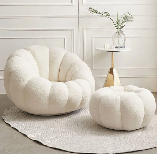 Cloud boucle lazy chair/ottoman set