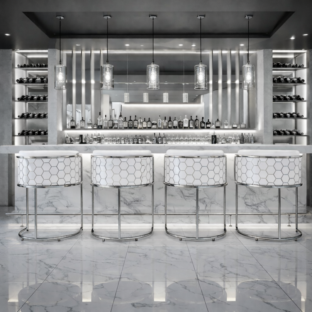 Avery Luxe Silver Bar Chairs