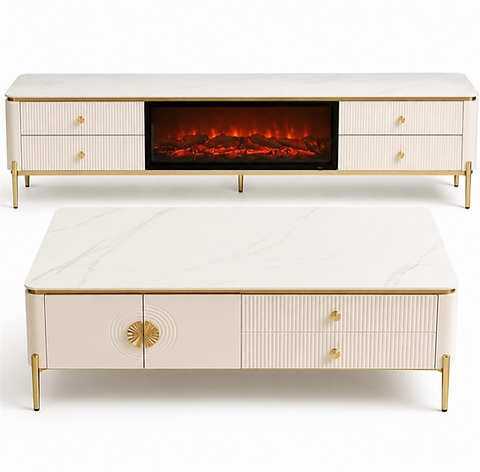 Tuscany Fireplace Plasma Stand/Coffee Table Set