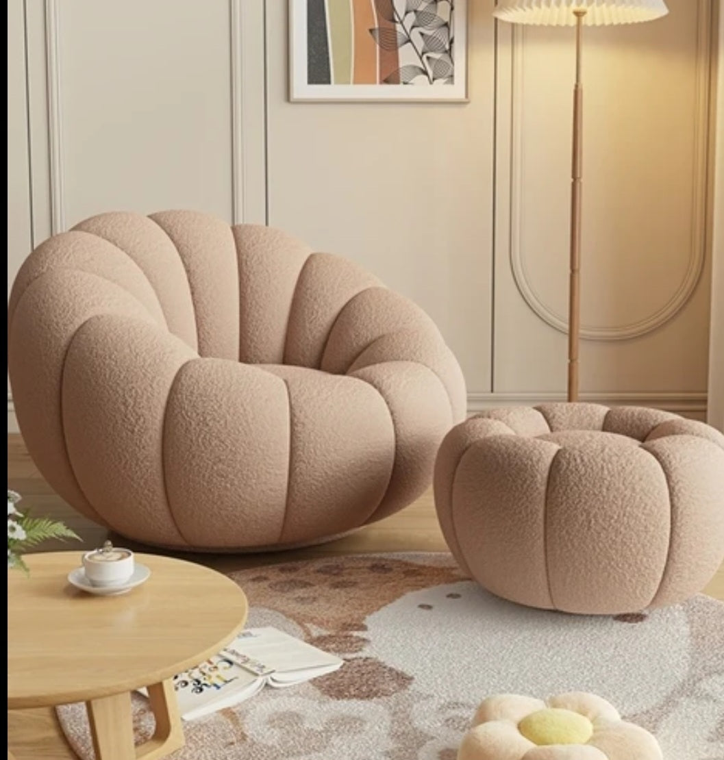 Cloud boucle lazy chair/ottoman set
