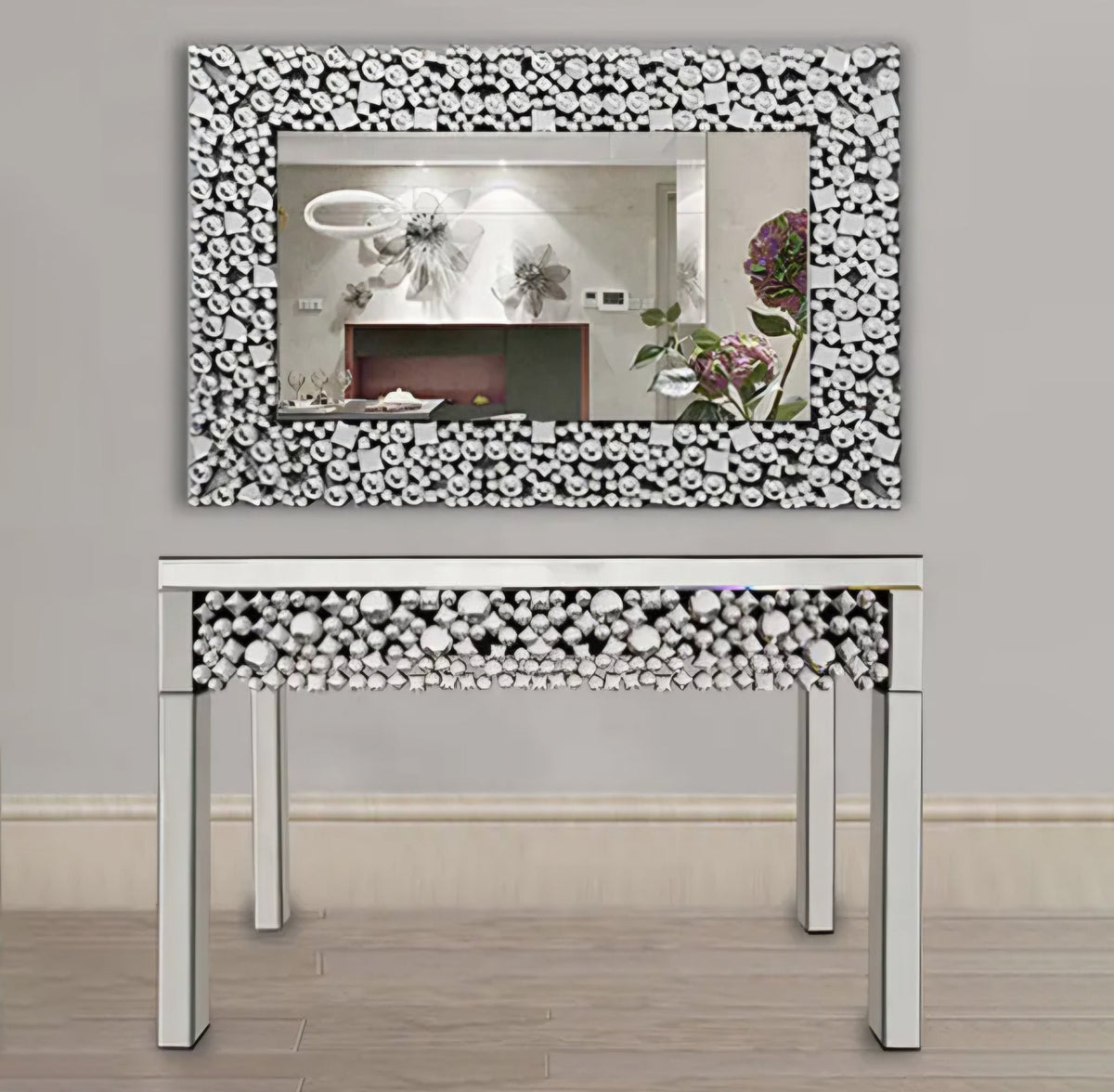 Giallo luxe console/mirror set