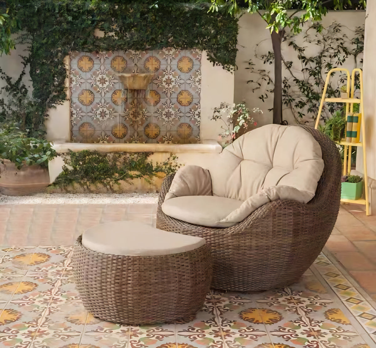 Tahiti 2- piece rattan lounger