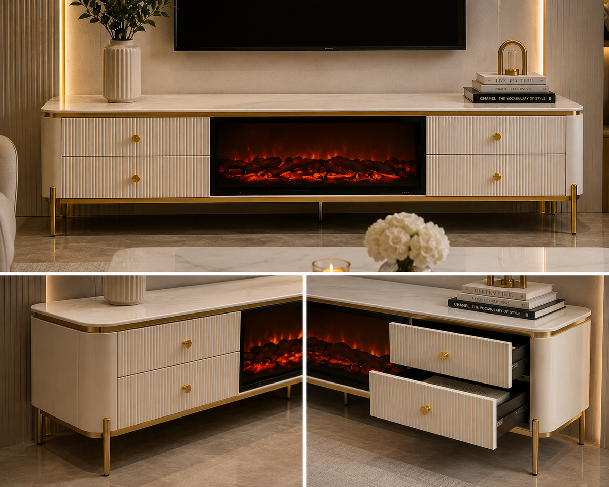 Tuscany Fireplace Plasma Stand/Coffee Table Set