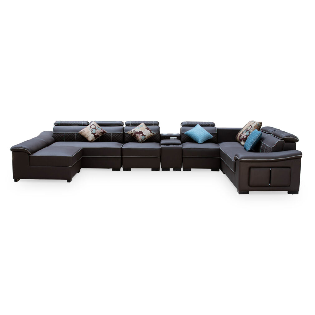 U shape couch cupholders usb port ottoman storage