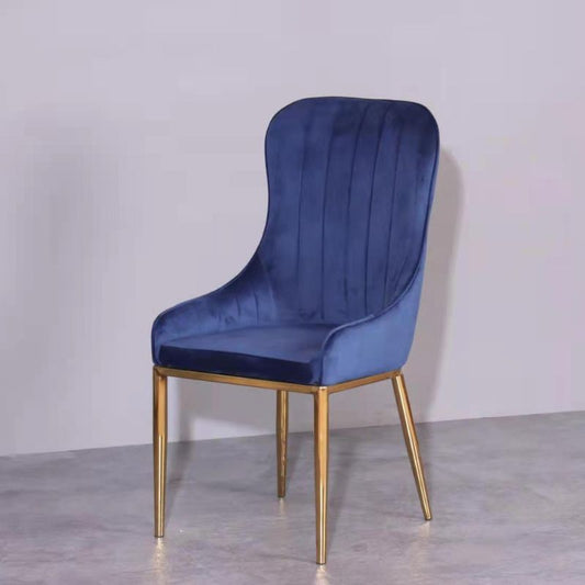 Blue velvet dining chair gold legs