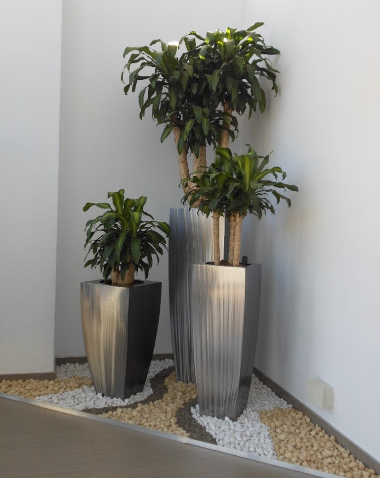 Brushed stainless steel pots