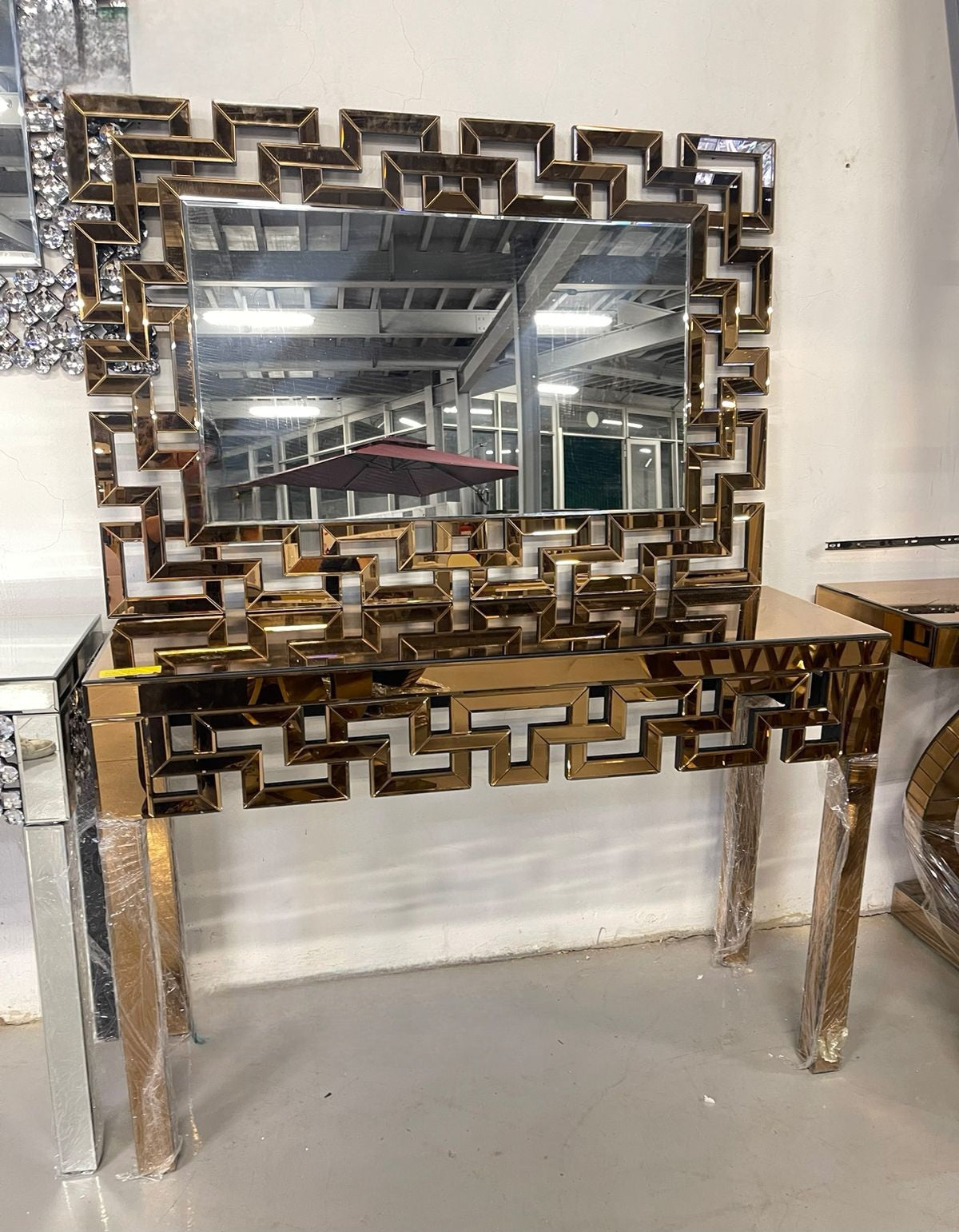Rose Gold console and mirror set