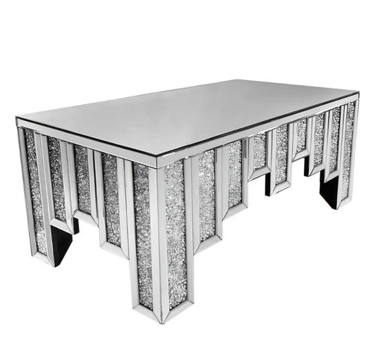 Crushed diamond silver Mirrored rectangle dining table 