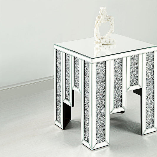 Mirrored silver side table 