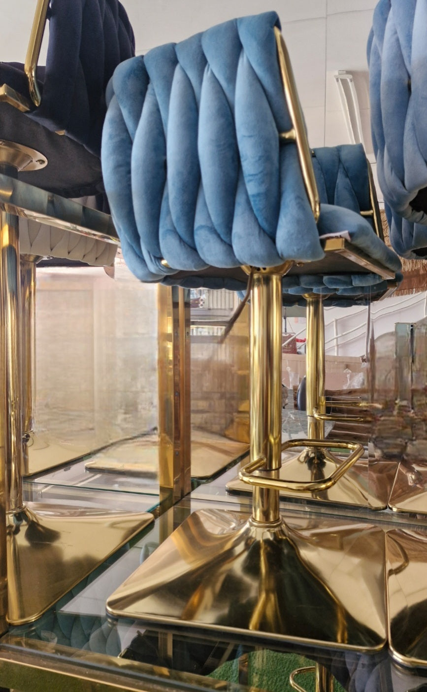 Blue and gold bar chair