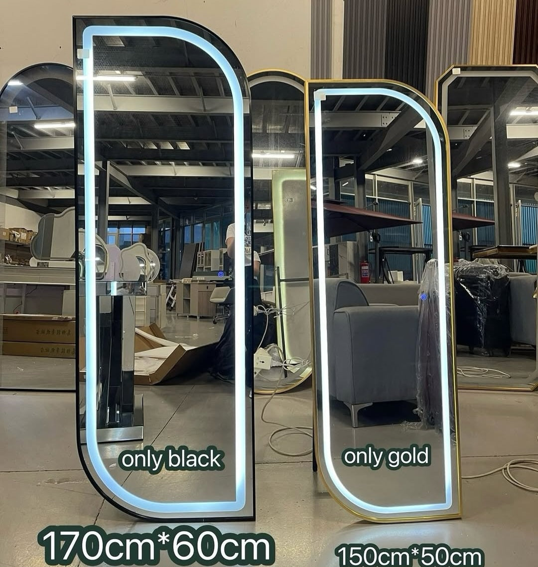 Curve led standing mirrors 