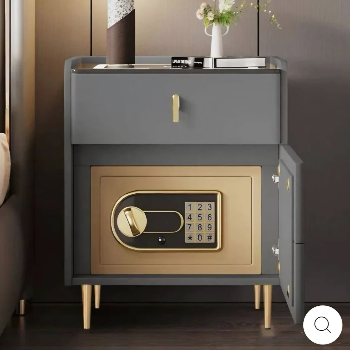 Orelia smart pedestal with safe