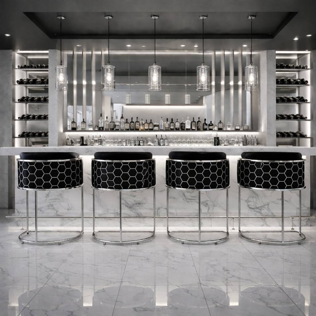 Avery Luxe Silver Bar Chairs